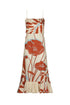 Madeira Linen Midi Dress / Ecru - Orange Gladiolos